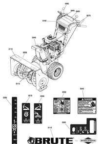Decals Group Diagram and Parts List for 1695931 2010 Briggs and Stratton Snow Blower